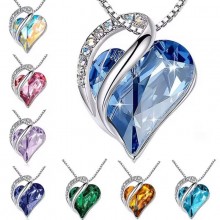 Infinity Love Birthstone Heart Crystal Pendant Necklaces