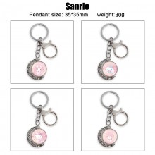 Sanrio kitty Cinnamoroll Two-sided Rotatable Round Crystal Key Chain Ring