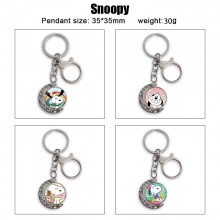 Snoopy Two-sided Rotatable Round Crystal Key Chain...