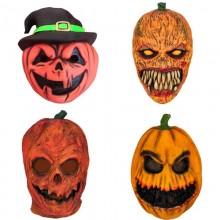 Halloween Cosplay Pumpkin Head Horror Latex Mask H...