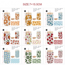 The flower anime frosted glass cups 350ml/450ml