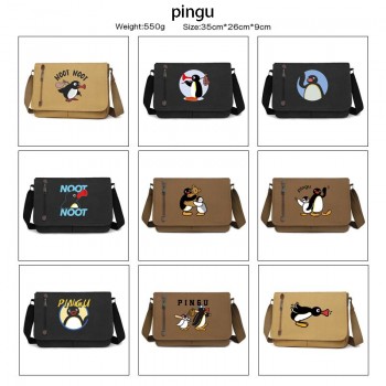 Pingu anime retro canvas messenger crossbody shoulder bags