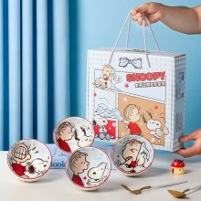 4pcs/set Snoopy anime Ceramic Bowl
